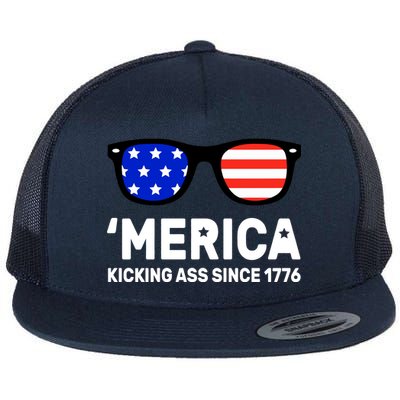 America Kicking Ass Since 1776 Flat Bill Trucker Hat