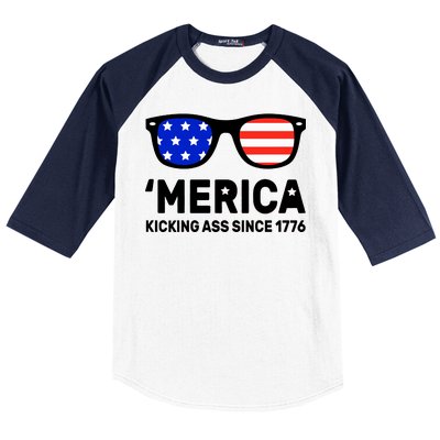 America Kicking Ass Since 1776 Baseball Sleeve Shirt