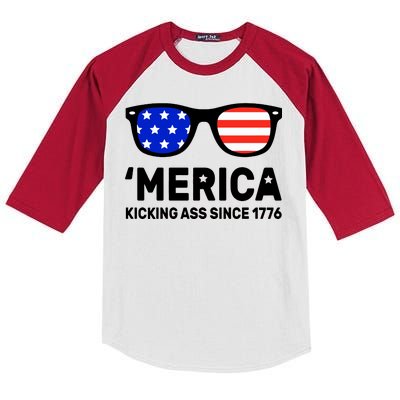 America Kicking Ass Since 1776 Kids Colorblock Raglan Jersey