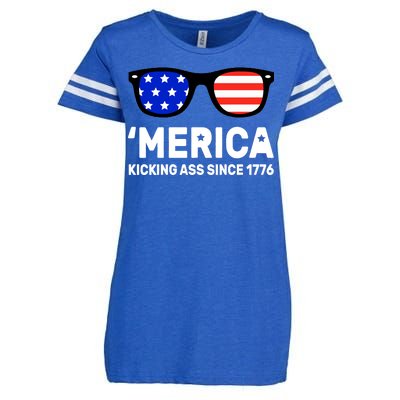 America Kicking Ass Since 1776 Enza Ladies Jersey Football T-Shirt