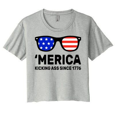 America Kicking Ass Since 1776 Women's Crop Top Tee