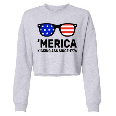 America Kicking Ass Since 1776 Cropped Pullover Crew