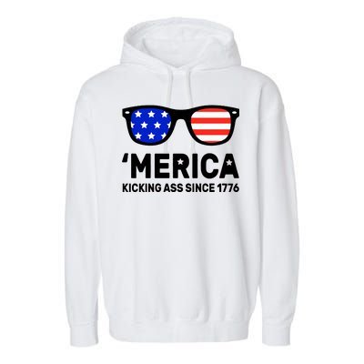 America Kicking Ass Since 1776 Garment-Dyed Fleece Hoodie