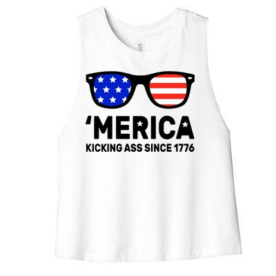 America Kicking Ass Since 1776 Women's Racerback Cropped Tank