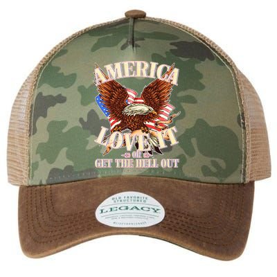 America Love It Or Get the Hell Out Legacy Tie Dye Trucker Hat