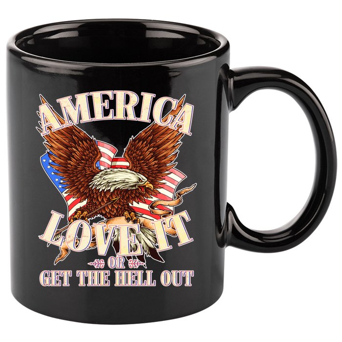 America Love It Or Get the Hell Out 11oz C Handle Ceramic Mug