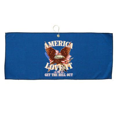 America Love It Or Get the Hell Out Large Microfiber Waffle Golf Towel