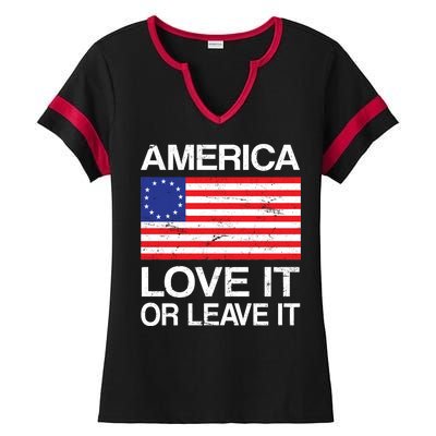 America Love It Or Leave It Betsy Ross Ladies Halftime Notch Neck Tee