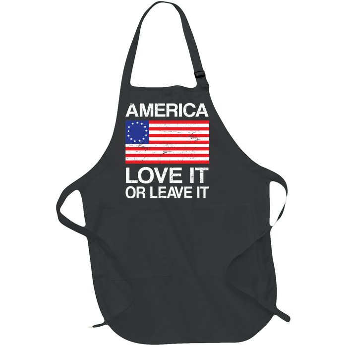 America Love It Or Leave It Betsy Ross Full-Length Apron With Pockets