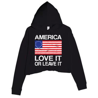 America Love It Or Leave It Betsy Ross Crop Fleece Hoodie