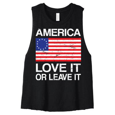 America Love It Or Leave It Betsy Ross Women's Racerback Cropped Tank