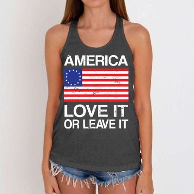 America Love It Or Leave It Betsy Ross Women's Knotted Racerback Tank