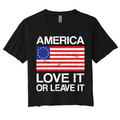 America Love It Or Leave It Betsy Ross Women's Crop Top Tee