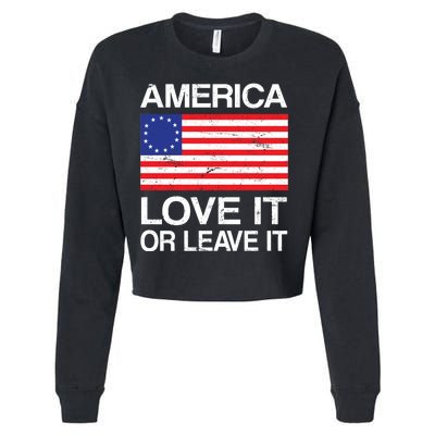 America Love It Or Leave It Betsy Ross Cropped Pullover Crew