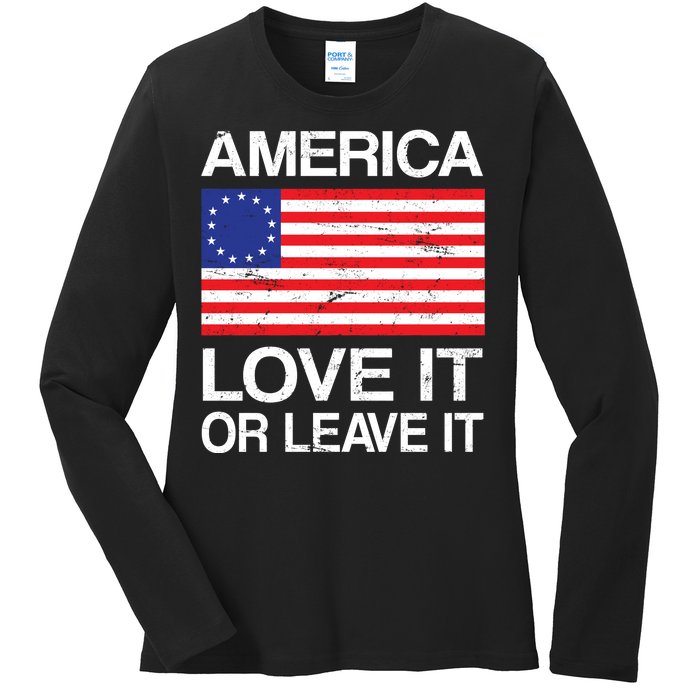 America Love It Or Leave It Betsy Ross Ladies Long Sleeve Shirt