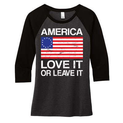 America Love It Or Leave It Betsy Ross Women's Tri-Blend 3/4-Sleeve Raglan Shirt