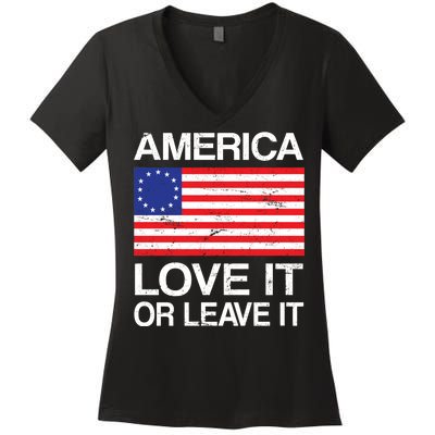 America Love It Or Leave It Betsy Ross Women's V-Neck T-Shirt