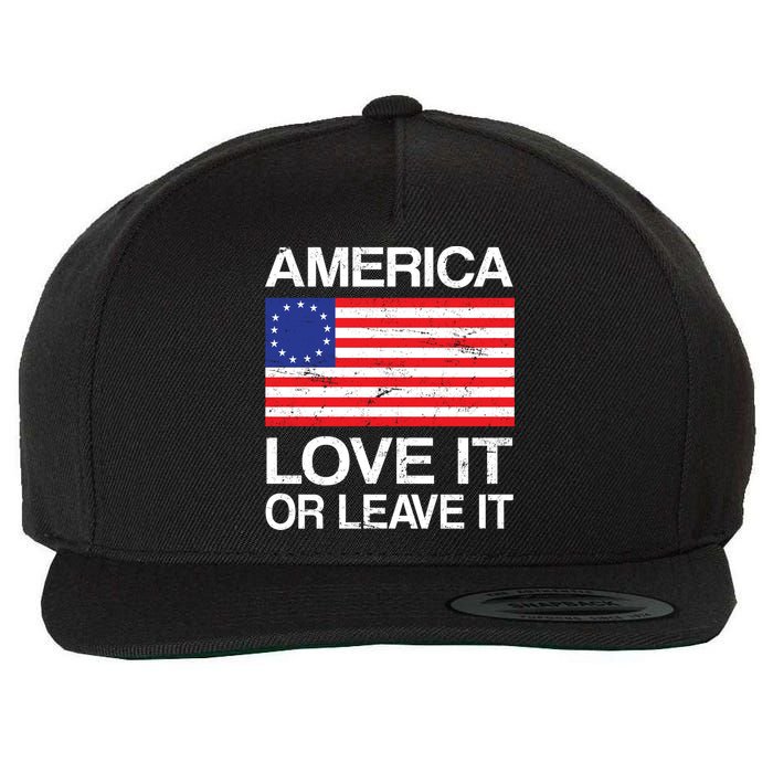 America Love It Or Leave It Betsy Ross Wool Snapback Cap