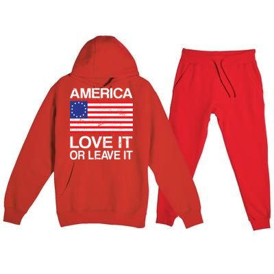 America Love It Or Leave It Betsy Ross Premium Hooded Sweatsuit Set