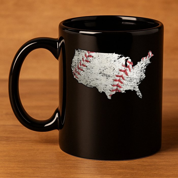 America Loves Baseball 11oz C Handle Ceramic Mug