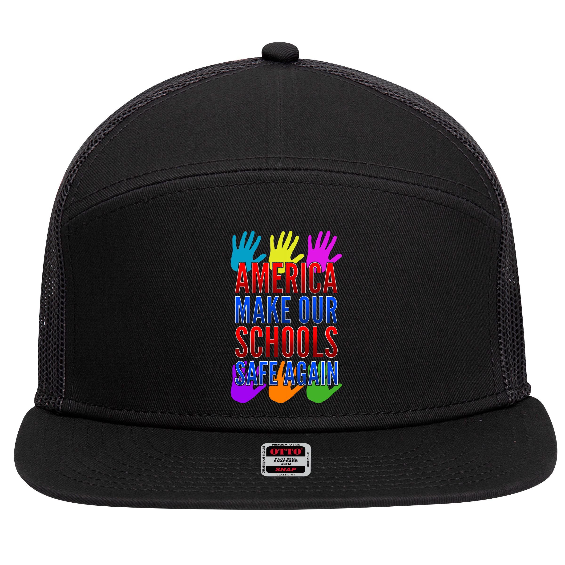 America Make Our Schools Safe Again 7 Panel Mesh Trucker Snapback Hat