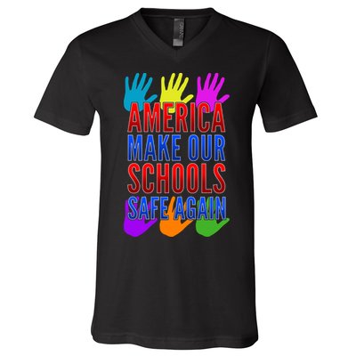America Make Our Schools Safe Again V-Neck T-Shirt
