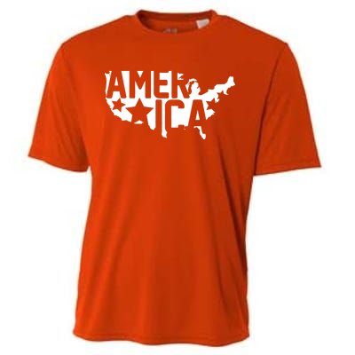 America State Map Cooling Performance Crew T-Shirt