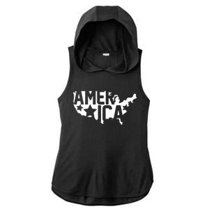 America State Map Ladies PosiCharge Tri-Blend Wicking Draft Hoodie Tank