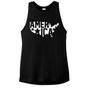 America State Map Ladies PosiCharge Tri-Blend Wicking Tank