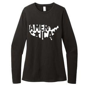 America State Map Womens CVC Long Sleeve Shirt