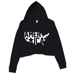 America State Map Crop Fleece Hoodie