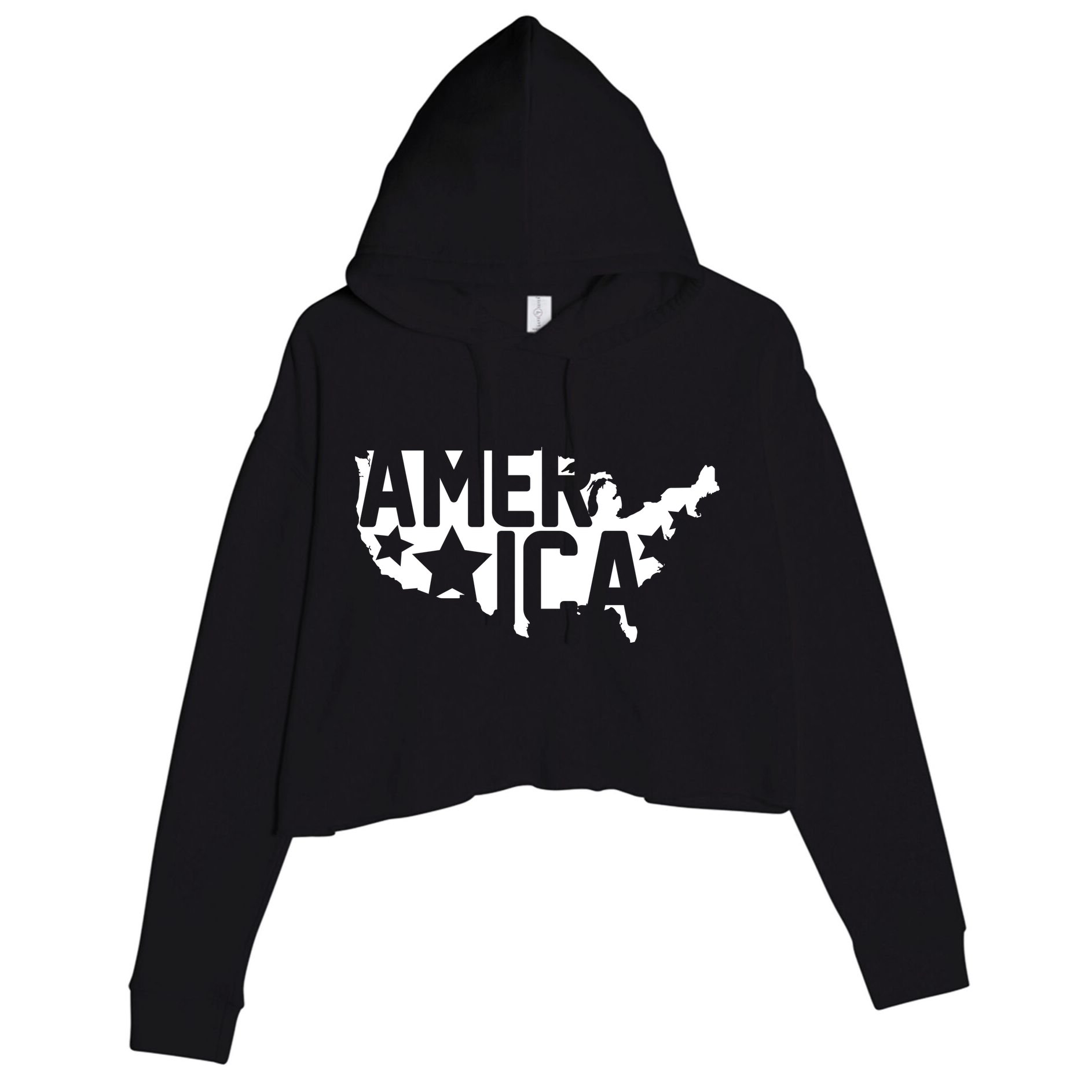 America State Map Crop Fleece Hoodie