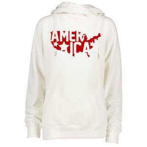 America State Map Womens Funnel Neck Pullover Hood