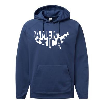 America State Map Performance Fleece Hoodie