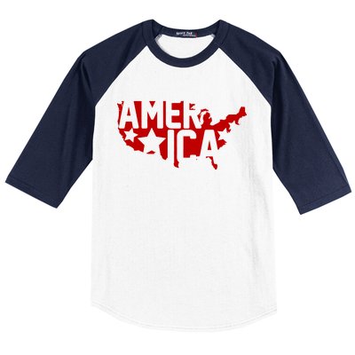 America State Map Baseball Sleeve Shirt