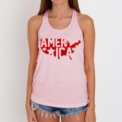 America State Map Women's Knotted Racerback Tank