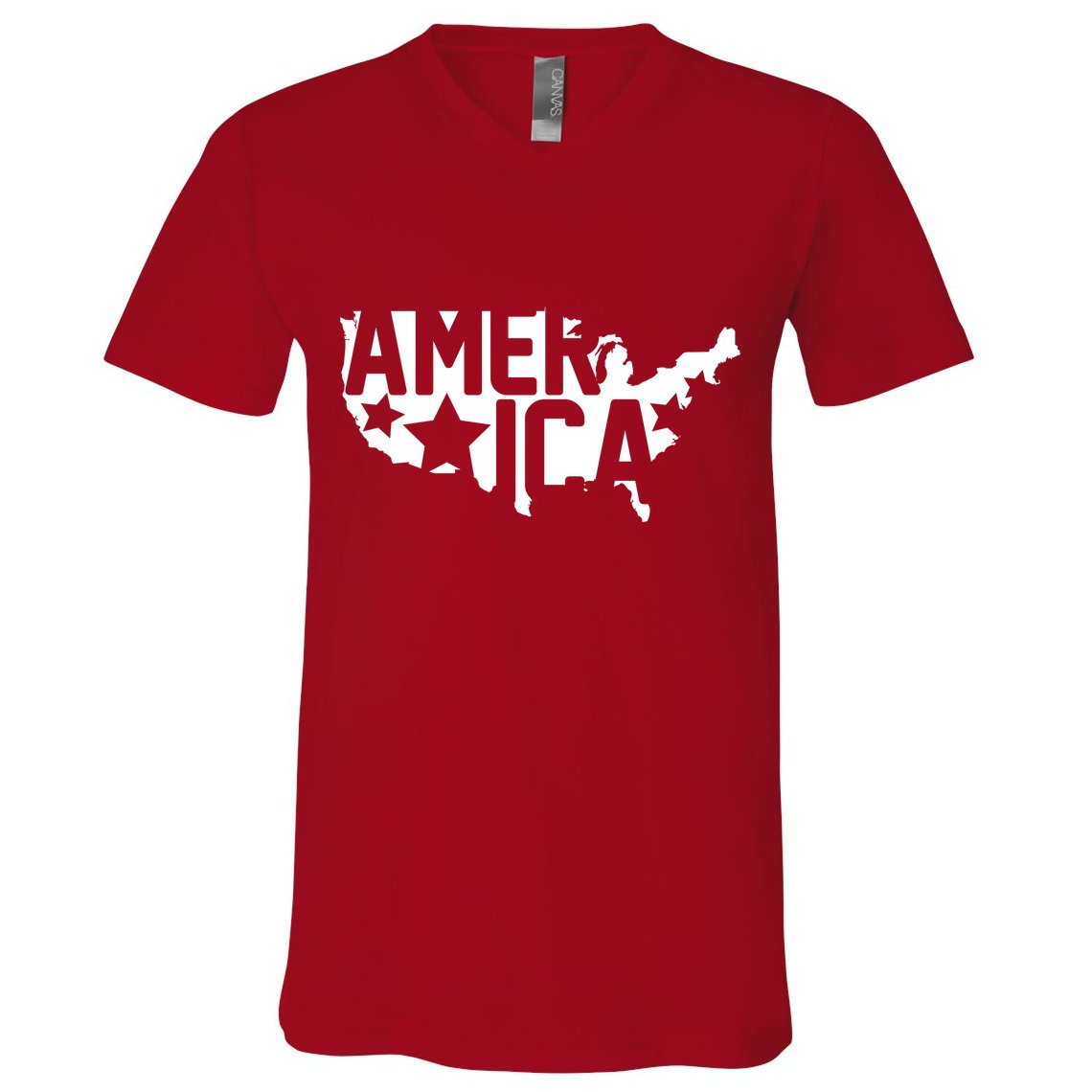 America State Map V-Neck T-Shirt