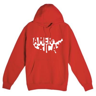 America State Map Premium Pullover Hoodie