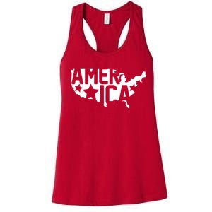 America State Map Women's Racerback Tank