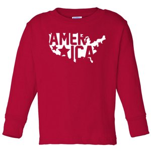 America State Map Toddler Long Sleeve Shirt