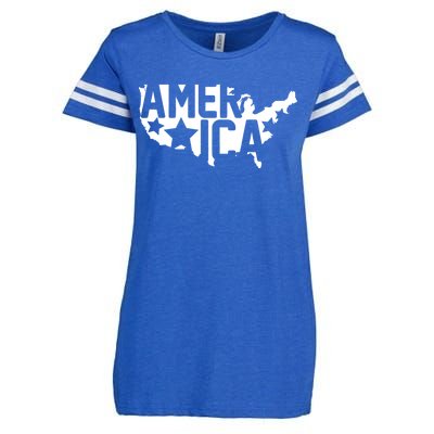 America State Map Enza Ladies Jersey Football T-Shirt