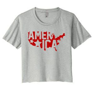 America State Map Women's Crop Top Tee