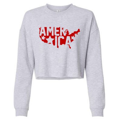 America State Map Cropped Pullover Crew