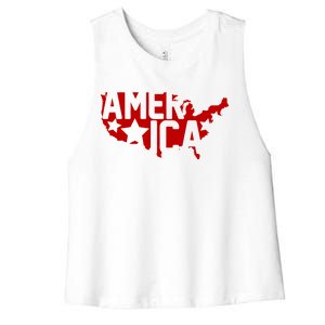 America State Map Women's Racerback Cropped Tank