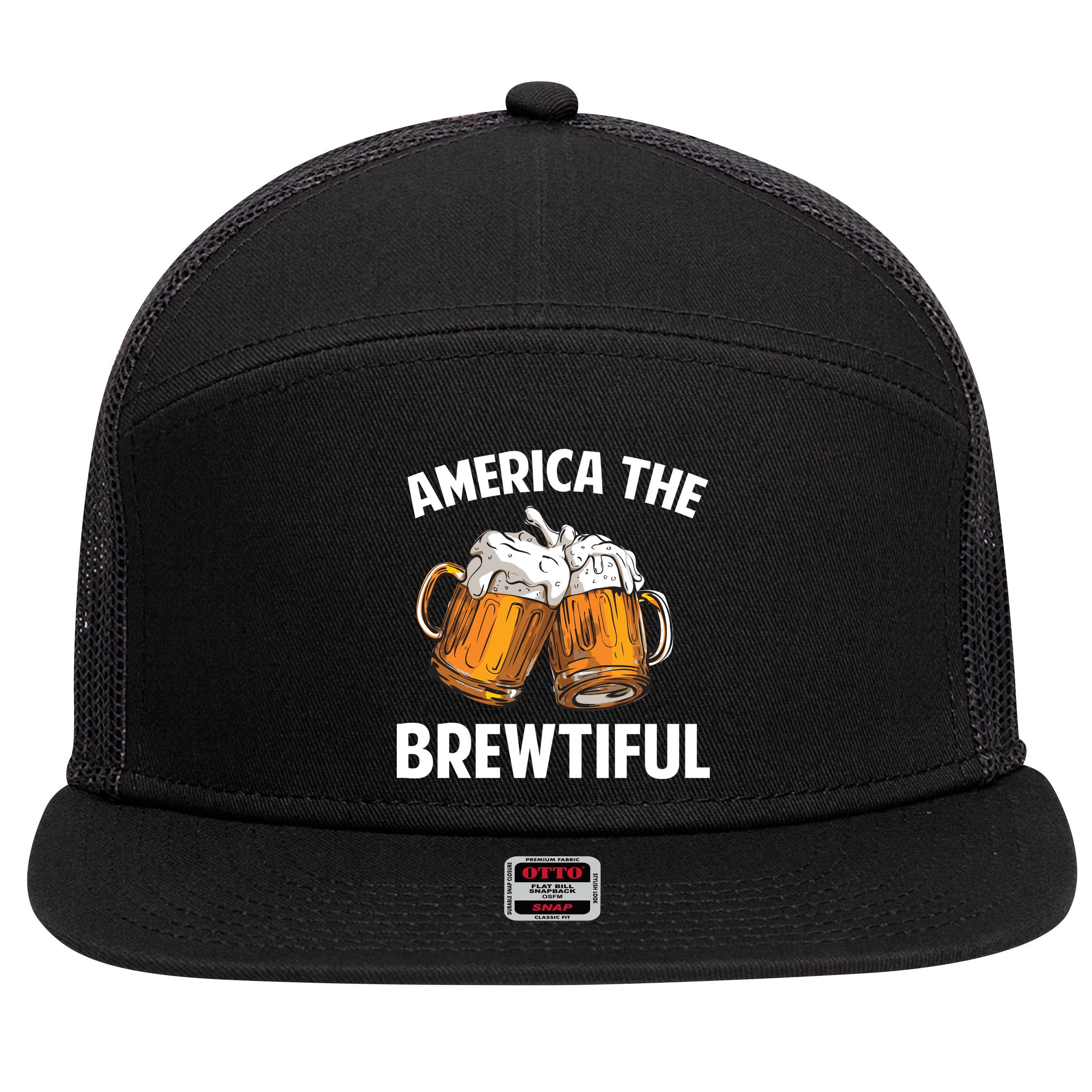 America The Brewtiful 7 Panel Mesh Trucker Snapback Hat