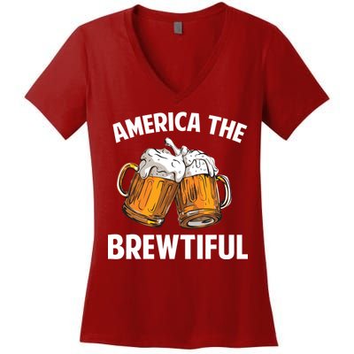 America The Brewtiful Women's V-Neck T-Shirt