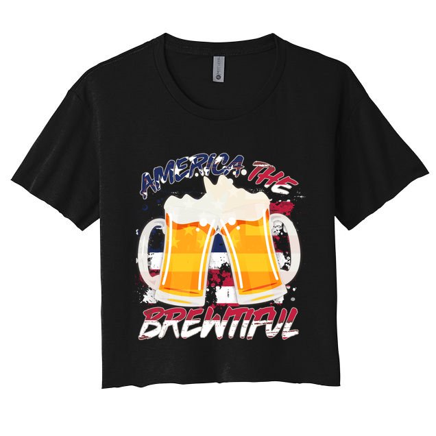 America The Brewtiful Beer USA Flag Crop Top