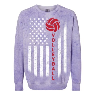 America Volleyball Flag Colorblast Crewneck Sweatshirt