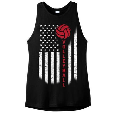 America Volleyball Flag Ladies PosiCharge Tri-Blend Wicking Tank