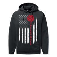 America Volleyball Flag Performance Fleece Hoodie